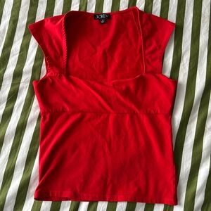 J. Crew Bold Red Square Neck Top